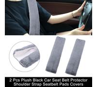 2pcs Peluche Voiture Siège Ceinture Protecteur Coussinet Confortable Couvre Bleu Gris