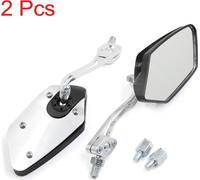 2Pcs Pentagonal Argenté Moto Rétroviseur Côté Design