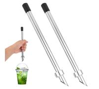 2pcs Perforateur de Paille pour Couvercles en Plastique, Perforateur de Paille en Acier Inoxydable Outils Perforation pour Stands Limonade Conteneurs Charcuterie Boissons Café
