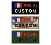 2pcs personnalisé brodé nom Tag badge, personnalisés Drapeau de la France numéro militaire Tag patch pour moto cycliste gilet vêtements sac à dos décoration Vestes Chemises de Travail(10x4.7cm)