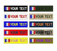 2PCS Personnalisé Drapeau français tactique militaire nom numéro étiquette broderie patch avec boucle en fer et crochet dos personnaliser votre texte