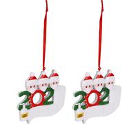 2Pcs Personnalisé Nom des membres de la famille ornement de Noël pendentif arbre de Noël3 têtes