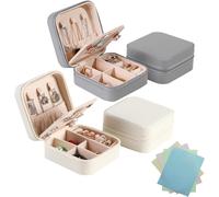 2pcs Petites Boîtes À Bijoux Pour Femmes Avec 4pcs Chiffons De Nettoyage De Bijoux Organisateur De Bijoux Portable Boîte À Bijoux Avecmiroir Simple Organisateur De Bijoux Anneau Porte-Collier