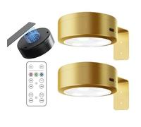 2PCS Picture Lights for Wall, Lumières murales pour cadres d'art, Applique Murale pour Tableaux, Lumières magnétiques LED rechargeables avec télécommande et 3 temps de couleur pour peintures (Or)
