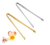 2pcs Pince à Retirer les Coquilles d'Oufs, 15,2cm Design Denté Pince à Retirer les Fragments de Coquilles d'Oufs Ustensile de Cuisine Polyvalent pour la Cuisson des Aliments (Or, Argent)