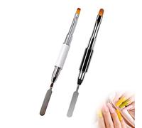 2Pcs Pinceaux Ongle Gel UV Nail Art Ongles, 2 in 1 Spatule à double extrémité et pinceau manucure outil Nail Art Pen pour ongles Extension Gel ongles Gel de construction UV Gel