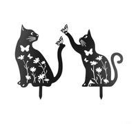 2PCS Piquet Chat Jardin Art Décoratif Extérieur Ornement pour sol Insertion pour robuste 20x30cm(2PCS cats)