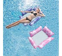 2pcs Piscine Fauteuil Gonflable, Fauteuil Inclinable Semi immergé Filet Matelas Gonflable,Fauteuil Gonflable Piscine, Matelas Piscine Gonflable, Matelas Filet Piscine, Adulte pour Plage,Bassins Fêtes