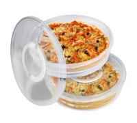2pcs Pizza Rangement Conteneur 12''''''Pie Carrier Réutilisable Pizza Conteneur avec Couvercle ＆ Gandage Cookie Transparent Transparent Conteneur de Rangement Alimentaire Rond pour gâteau Tortilla au