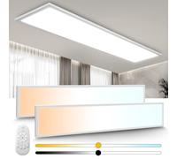 2PCS Plafonnier LED 120x30 CM, 40W Plafonnier Panneau LED à Intensité Variable avec Télécommande, Lampe Multifonctionnelle 2700K-6500K Lumière pour chambre/salon/salle de bain/balcon/étude/couloir