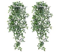 2pcs Plante Artificielle Tombant avec Pots, Lierre Artificiel, Plantes Artificielles Suspendues Intérieur Extérieur, Fausse Plante Interieur Decoration Maison Murale Balcon Deco Chambre Cuisine Bureau