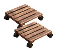 2pcs Plante Caddy avec Roues 12 Pouces verrouillables en Bois carré de Fleur de Fleur Pot Stand Plante Robuste pour Un Caddie à l'intérieur et en Plein air avec Rouleaux Roues avec Whee