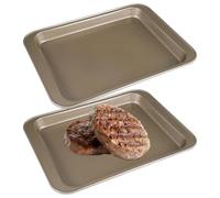 2Pcs Plaques à Pâtisserie en Acier au Carbone, Or Plaque de Cuisson Four