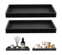 2pcs Plateau Décoratif pour Salle de Bain, 20 X 10 cm Plateau DéCoratif pour Coiffeuse Rectangulaire Plateau de Rangement en Silicone pour Salon Chambre Lavabo Baignoire Cuisine (Noir)