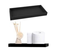 2pcs Plateau Decoratif Rectangulaire Noir, Plateau Decoratif Bougie pour Toilette, Plateau De Rangement pour Salle De Bain pour Tissus, Bougies, Savon, Serviette, Plante (Noir)