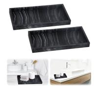 2pcs Plateau Decoratif Rectangulaire, Plateau Decoratif Bougie pour Toilette, Plateau De Rangement pour Réservoir De Toilette De Salle De Bain pour Tissus, Bougies, Savon, Serviette (Marbre Noir)