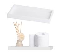 2pcs Plateau Decoratif Rectangulaire, Plateau Decoratif Bougie pour Toilette, Plateau Serviette Salle de Bain, pour Réservoir de Toilette de Salle de Bain pour Tissus, Bougies, Savon (Blanc)