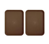 2pcs Plateau Rectangulaire en Plastique, Restaurant Plateau de Service Plateau de Restauration Rapide Plateau de Nourriture Antidérapant Plateau de Thé en Plastique Durable (Coffee)