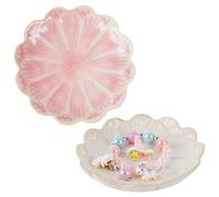 2PCS Plateaux à Bijoux en Céramique, 11.5cm Petit Plateau à Clés en Forme de Fleur Lotus, Vide Poche Entrée Décoratif, Assiette à Bijoux pour Femme Contenir Bagues Colliers Boucles d'oreilles Montre
