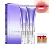 2Pcs Plumping & Anti-Wrinkle Hydrating Lip Serum,Color Changing Lip Plumper Serum,Lips Care Serums for Dry Lips,Long-Lasting Moisturizing Non-Sticky (Strawberry Flavor, 02#*2PCS)