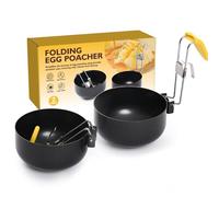 2PCS Poacheur d'oeufs en acier inoxydable, cuisinière à œufs pochée anti-scalding avec poignée pliante, poêle antiadhésive pour les œufs pochés parfaits