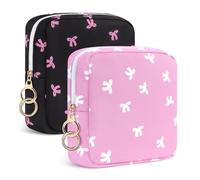 2Pcs Pochette Serviette Hygiénique Sac Rangement pour Serviettes Hygiéniques Protège Slip Culotte Menstruelle Adolescent Trousse de Tampons pour Kit Premieres Regles Jeune Fille Cadeau(Noir&Rose)