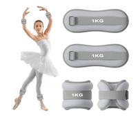 2PCS Poids Cheville, Poids Poignet, Leste Cheville, Ankle Weights, Bracelet Lesté, Poids Pilates, Poids Cheville et Poignet pour Pilates, Yoga, Marche, Jogging, l'Aérobic (Gris, 1 kg)