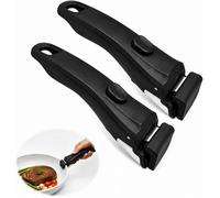 2pcs Poignée Amovible Universelle Résistante à la Chaleur 250°C, Support Jusqu'à 10 kg pour Ustensiles Tefal, Noir