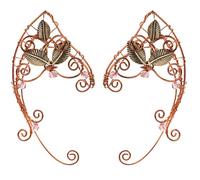 2pcs poignets d'oreille elfe avec perles et feuilles de bijoux elfes enveloppant enveloppant et clip non perçant sur les boucles d'oreilles pour femmes accessoires de costume costume costum