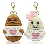 2PCS Pomme De Terre Positive Poupée Avec Porte-Clés, Potate Positive,Hug De Poche Poupée Tricoté Avec Cartes D'Affirmation De Créative Mignonne Funny Positive Potato Cadeau Pour Amis