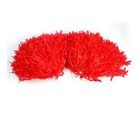 2pcs Pompons Colorés de Pom-Pom Girl, Accessoires de Danse de Partie de Fleurs de Main de Sports à la Mode, 8 Couleurs à Choisir(Rouge)