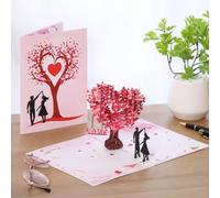 2pcs Pop-Up Love Couple Card With Heart Tree Design, Romantic 3D Greeting Card Dance Under The Heart Tree | Paper Carved Anniversarys Wedding Present For Valentine’s Day, Engagement
