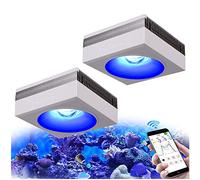 2PCS PopBloom WiFi Rampe LED Aquarium Eau de Mer, Programme Marine Éclairage à Spectre Complet pour Aquarium de Corail (2 lampe avec kit de suspension)