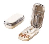 2PCS Portable Pill Cutter - Accurate Pill Splitter for Small and Large Tablets, Adjustable Blade Design, Compact Pill Box for Travel and Daily Use (C-Milky White)