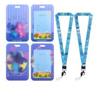 2PCS Porte Carte Avec Cordon Lanyard Protege Carte,Porte Carte Cantine,Porte Carte Transparent,Porte Badge avec Porte Carte,pour L'École tour de Cou Porte Carte,Le Bureau Carte de Bus Cantine