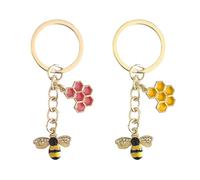 2Pcs Porte-Clés Abeille, Porte-Clés en Forme D’Animal, Porte-Clés Créatifs, Porte-Clés Pendentif en Nid D’Abeille, Charmes De Sac pour Filles, Décorations De Sac À Main Mignonnes