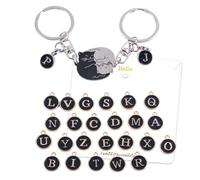 2pcs Porte-Clés Assortis pour Chats pour Couples et Meilleures Amies, Porte-Clés Amoureux Chats avec 26 Breloques Alphabet Porte-Clés Couples Anniversaire Saint-Valentin Cadeaux (Couleur 2)