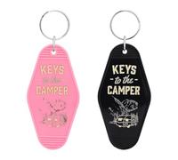2pcs Porte-Clés de Camping, Porte-Clés Clés Noir et Rose Accessoires pour Caravane Camping-Car Cadeaux de Vacances pour Femmes et Hommes