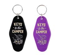 2pcs Porte-Clés de Camping, Porte-Clés en Plastique pour Camping-Car Accessoires pour Hommes Femmes Cadeaux Attentionnés (Noir, Violet)