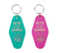 2pcs Porte-Clés de Camping, Porte-Clés en Plastique pour Camping-Car Accessoires pour Hommes Femmes Cadeaux Attentionnés (Rose, Cyan)