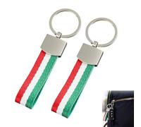 2PCS Porte-clés Drapeau de l'Italiesangle de Cei, Ture Tissée Porte-Clés Ceinture Tissée Accessoire Porte Clé Voiture en Anneau Métallique Cordon Tendance Universel Anneau Métallique Rayé en Nylon