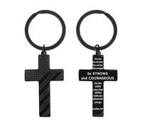 2pcs Porte-Clés en Forme de Croix pour Homme, Acier Inoxydable avec Croix de Porte-Clés avec Verset de la Bible Chrétienne Inspirantes Cadeaux Religieux pour Femme Saint-Valentin