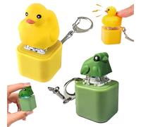 2PCS Porte-Clés Grenouille Coassante, Clavier de Clavier de canard Mignon, Porte-clés Grenouille avec Bouton Sonore, Jouet Anti-Stress Grenouille coassante, Frog Croaking Fidget Toy, pour Adultes