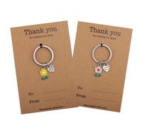 2pcs Porte-Clés pour Enseignant, Cœur Fleur Cadeaux d'Appréciation pour Enseignant Thank You for Helping Me Grow Cadeaux Saint-Valentin pour Enseignant Femme Noël Thanksgiving (Jaune, Rose)
