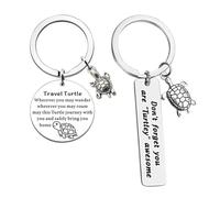 2Pcs Porte-Clés Tortue Inspirants, Porte-Clés en Acier Inoxydable, Porte-Clés Cadeaux, Porte-Clés Gravés