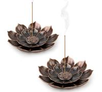 2PCS Porte Encens de Lotus en Laiton, 6 x 1 cm Brûleur d'Encens en Bâton, Support Encens, 6 Trous avec Collecteur de Cendres pour Maison Bureau Yoga Salle