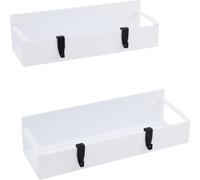 2PCS Porte-épices magnétique pour réfrigérateur Etagère magnétique forte avec 4 crochets amovibles pour tenir les épices Bocaux Bouteilles Réfrigérateur Organisateur Stockage Blanc