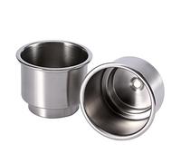 2pcs Porte-gobelet en Acier Inoxydable pour Rangement Cafe Thé Porte-Boisson Tasse Bouteille de Boisson Universelle Support avec Insert Trou de Vidange pour Marine Bateau Voiture