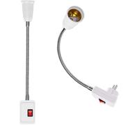 2PCS Porte Lumière de Ampoule LED E27, Support De Lampe Adaptateur Convertisseur avec 5.9″ Flexible Col de cygne et Prise EU