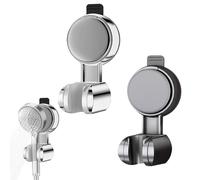 2PCS Porte Pommeau de Douche Ventouse TREABEAR, Réutilisables Support Pommeau de Douche Sans Percage, Shower Holder Orientable, Support Pommeau de Douche Ventouse Noir Et Argent